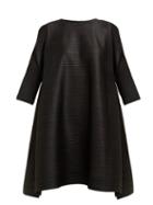 Matchesfashion.com Pleats Please Issey Miyake - Puff Shoulder Side Slit Pleated Dress - Womens - Black