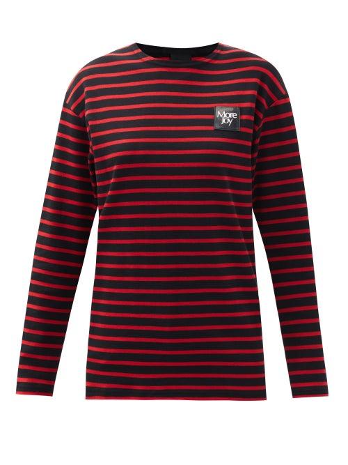 Matchesfashion.com More Joy By Christopher Kane - Logo-patch Striped Cotton Long-sleeved T-shirt - Womens - Red Stripe
