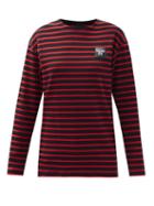 Matchesfashion.com More Joy By Christopher Kane - Logo-patch Striped Cotton Long-sleeved T-shirt - Womens - Red Stripe