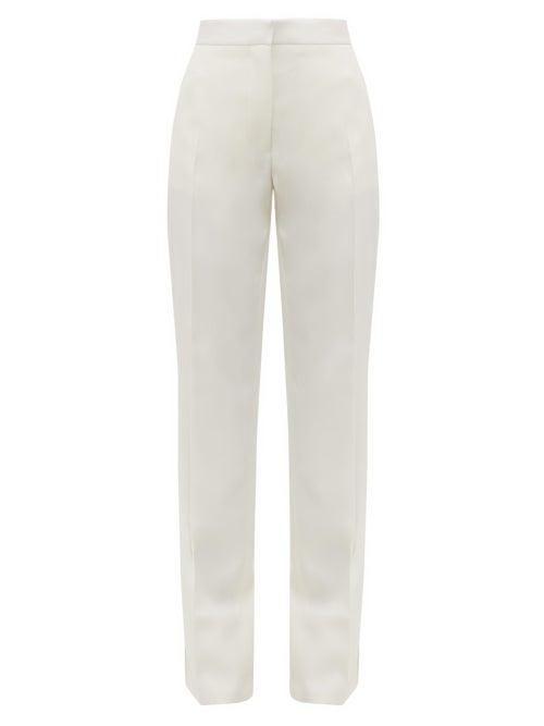 Matchesfashion.com Burberry - Harborough Tailored Wool Trousers - Womens - White
