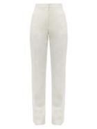 Matchesfashion.com Burberry - Harborough Tailored Wool Trousers - Womens - White