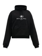 Matchesfashion.com Balenciaga - Bb Mode Logo Print Cotton Hooded Sweatshirt - Mens - Black