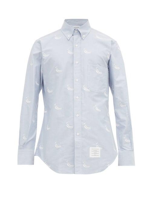 Matchesfashion.com Thom Browne - Duck Embroidered Cotton Oxford Shirt - Mens - Light Blue