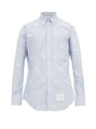 Matchesfashion.com Thom Browne - Duck Embroidered Cotton Oxford Shirt - Mens - Light Blue