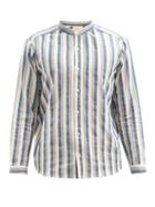 Matchesfashion.com Marrakshi Life - Stand-collar Striped Cotton-blend Shirt - Mens - Navy Multi