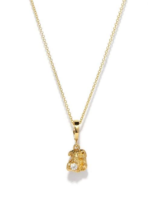 Azlee - Diamond & 18kt Gold Pendant Necklace - Womens - Yellow Gold
