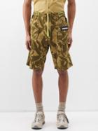 Aries - Crinkle-print Twill Shorts - Mens - Dark Green