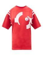 Matchesfashion.com Chlo - Hand-print Striped Organic Cotton-blend T-shirt - Womens - Red Print