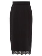 Matchesfashion.com Dolce & Gabbana - Lace Hem Crepe Pencil Skirt - Womens - Black
