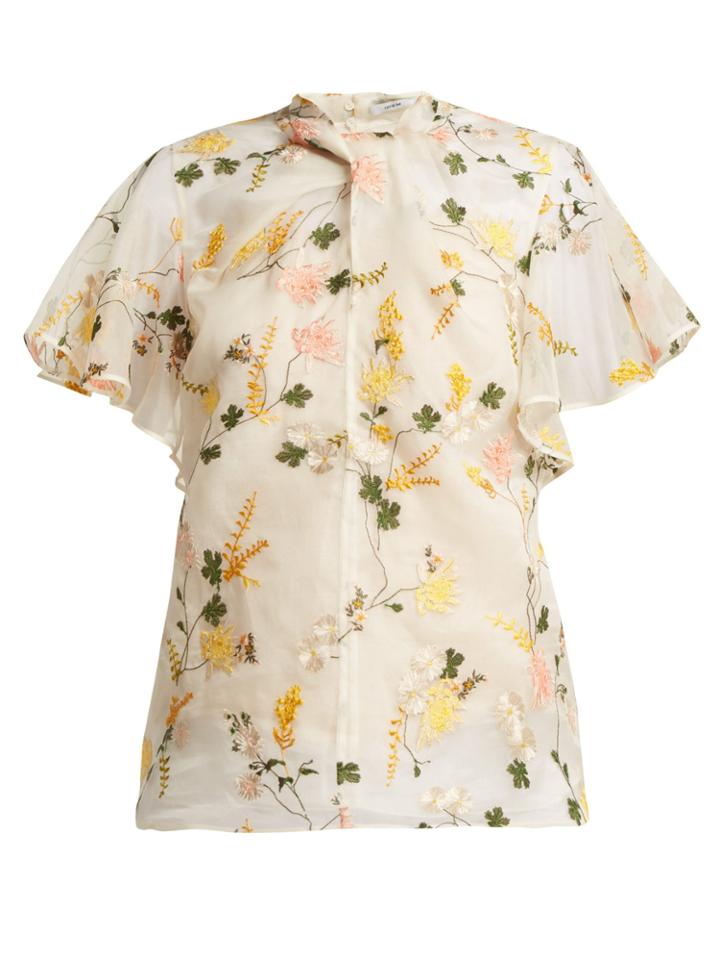 Erdem Kirwin Mariko Meadow Silk-organza Blouse