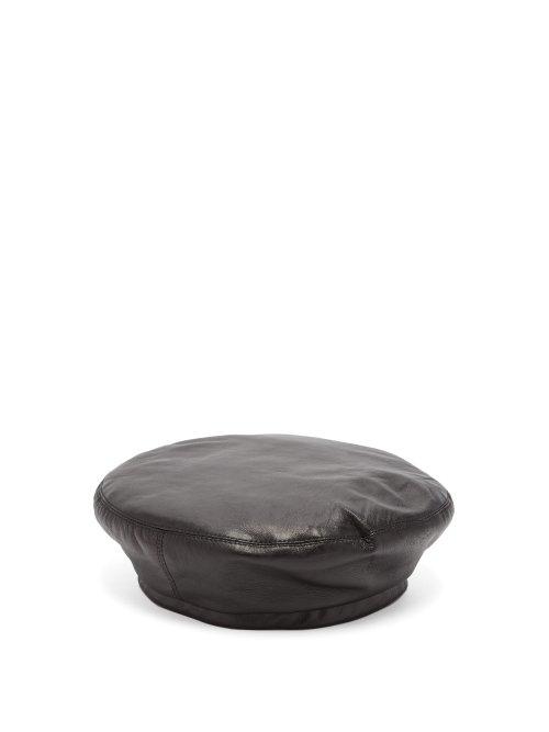 Matchesfashion.com Lola Hats - Underscore Leather Beret - Womens - Black