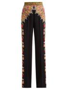 Matchesfashion.com Etro - Floral Print Crepe Trousers - Womens - Black