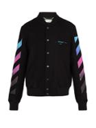 Off-white Diagonal Gradient Print Wool-blend Varsity Jacket