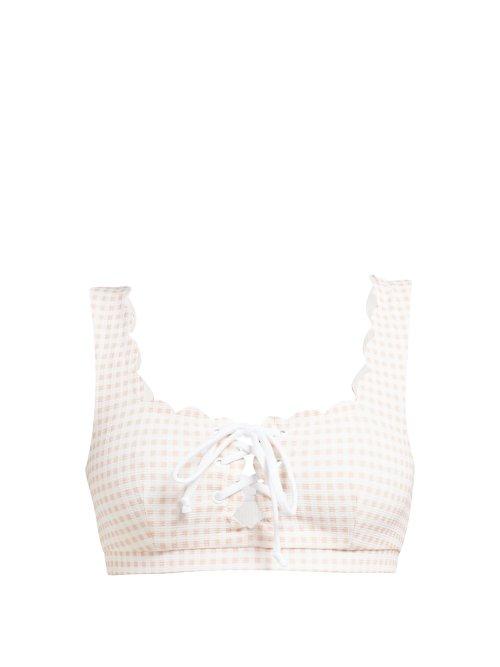Matchesfashion.com Marysia - Palm Springs Gingham Bikini Top - Womens - Light Pink