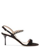 Matchesfashion.com Miu Miu - Crystal Embellished Suede Sandals - Womens - Black