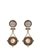 Elie Top Diamond, Pearl, Silver & Gold Pluton Earrings