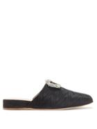Ladies Shoes Rupert Sanderson - Bulolo Crystal-buckle Moir Backless Loafers - Womens - Black