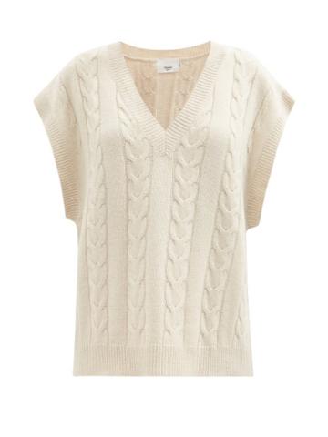 Ladies Rtw The Frankie Shop - Jules Wool-blend Cable-knit Sleeveless Sweater - Womens - Cream