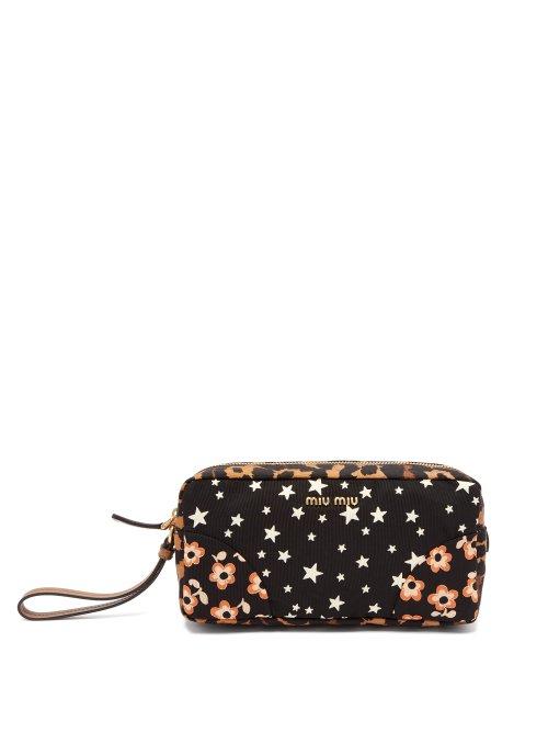 Matchesfashion.com Miu Miu - Contrast Panel Printed Wash Bag - Womens - Multi