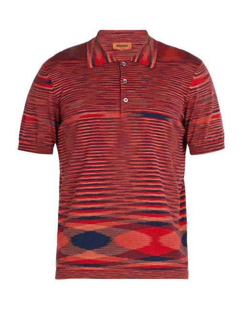 Matchesfashion.com Missoni - Striped Cotton Knit Polo Shirt - Mens - Red Multi