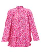 Balenciaga - Floral-print Pussybow-tie Crepe Blouse - Womens - Pink
