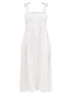 Ladies Beachwear Juliet Dunn - Ric Rac-trimmed Cotton Midi Dress - Womens - White