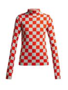 Matchesfashion.com Jil Sander - High Neck Checked Jersey Top - Womens - Red Multi
