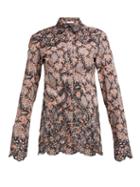Matchesfashion.com Paco Rabanne - Paisley Print Eyelet Lace Cotton Poplin Shirt - Womens - Black Multi