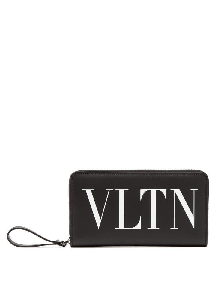 Valentino Logo-print Zip-around Leather Wallet