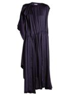 Matchesfashion.com Balenciaga - Asymmetric Polka Dot Silk Dress - Womens - Navy White
