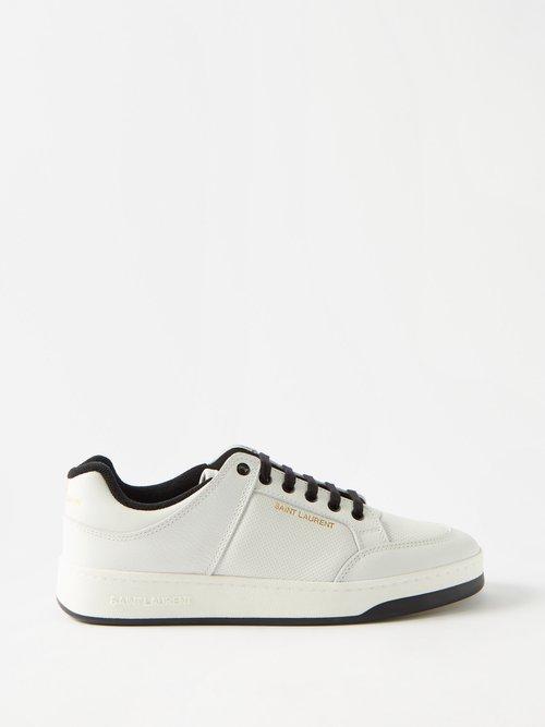 Saint Laurent - Sl/61 Perforated-leather Trainers - Mens - White Black