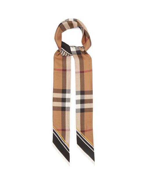 Matchesfashion.com Burberry - Heritage-check Mulberry-silk Scarf - Womens - Black Multi