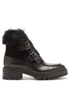 Aquazzura - Ryan Shearling-lined Leather Boots - Womens - Black