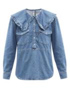 Matchesfashion.com Ganni - X Levi's Ruffled-collar Western Denim Blouse - Womens - Denim Multi