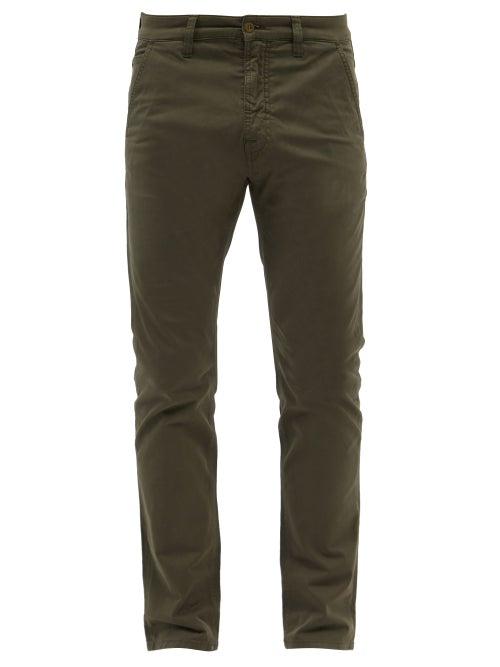 Nudie Jeans - Slim Adam Organic Cotton-blend Chino Trousers - Mens - Khaki