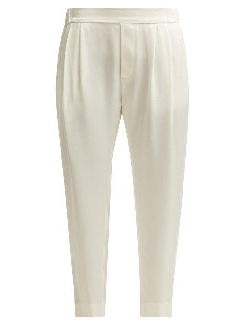 Matchesfashion.com Nili Lotan - Maxwell Cropped Satin Trousers - Womens - Ivory