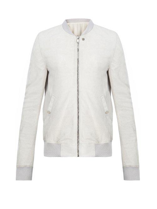 Matchesfashion.com Rick Owens - Zip Through Cracked Leather Bomber Jacket - Mens - White