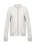 Matchesfashion.com Rick Owens - Zip Through Cracked Leather Bomber Jacket - Mens - White