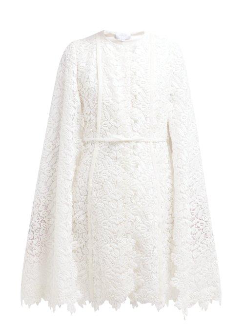 Matchesfashion.com Giambattista Valli - Floral Cotton Blend Lace Cape Coat - Womens - Ivory