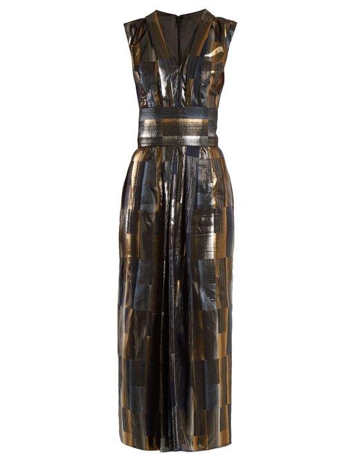 Matchesfashion.com Carl Kapp - Aerosphere Sleeveless Jacquard Dress - Womens - Gold Multi