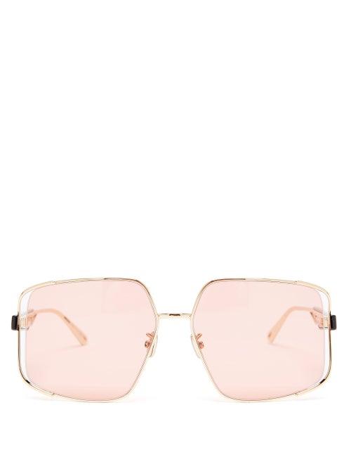 Ladies Accessories Dior - Archidior Square Metal Sunglasses - Womens - Pink Gold