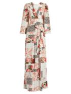 Vilshenko Mariya Patchwork-print Silk Crepe De Chine Gown
