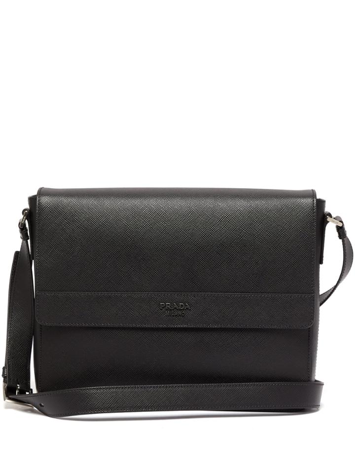 Prada Logo-plaque Leather Messenger Bag