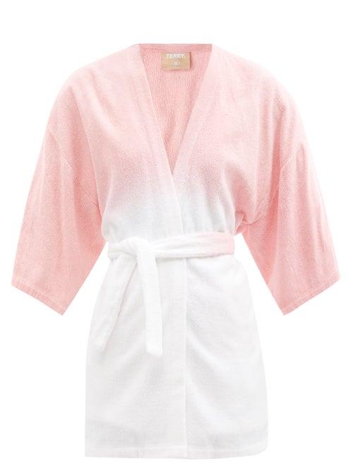 Terry - Belted Tie-dye Cotton-terry Robe - Womens - Pink