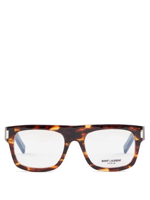 Matchesfashion.com Saint Laurent - Square Tortoiseshell-acetate Glasses - Mens - Tortoiseshell