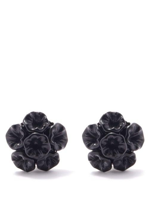 Isabel Marant - Flower Resin Clip Earrings - Womens - Black