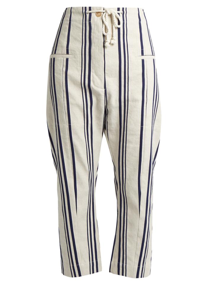 Joseph Ombria Striped Cotton And Linen-blend Trousers