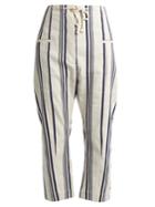 Joseph Ombria Striped Cotton And Linen-blend Trousers