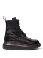 Matchesfashion.com Alexander Mcqueen - Brogue Platform Sole Leather Boots - Womens - Black
