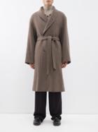 Le17septembre Homme - Padded-panel Belted Wool Overcoat - Mens - Brown